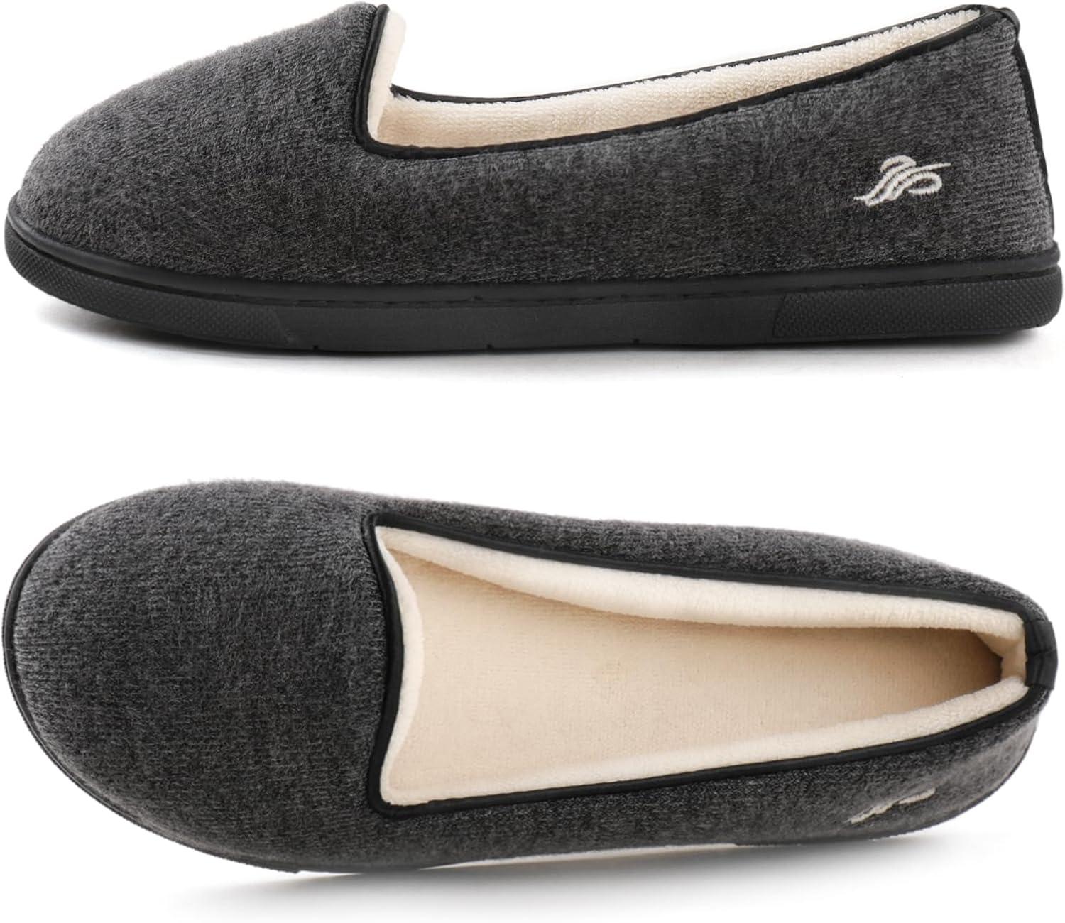 imageWishcotton Womens Lightweight Memory Foam Closed Back Slippers Comfy Non Slip House Shoes for Indoor ampamp OutdoorDark Grey