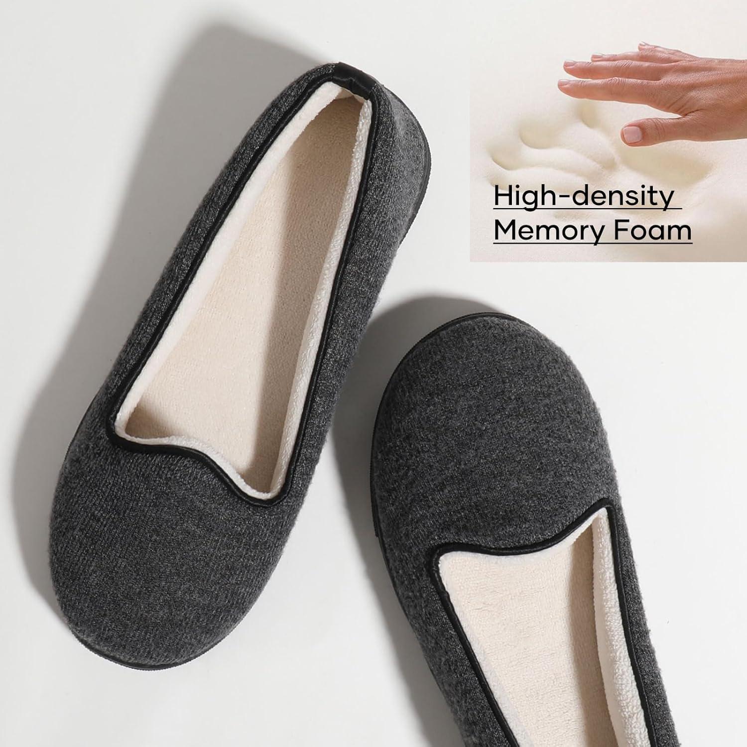 imageWishcotton Womens Lightweight Memory Foam Closed Back Slippers Comfy Non Slip House Shoes for Indoor ampamp OutdoorDark Grey