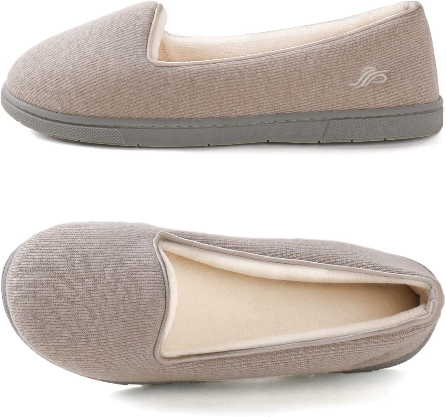 imageWishcotton Womens Lightweight Memory Foam Closed Back Slippers Comfy Non Slip House Shoes for Indoor ampamp OutdoorLight Grey