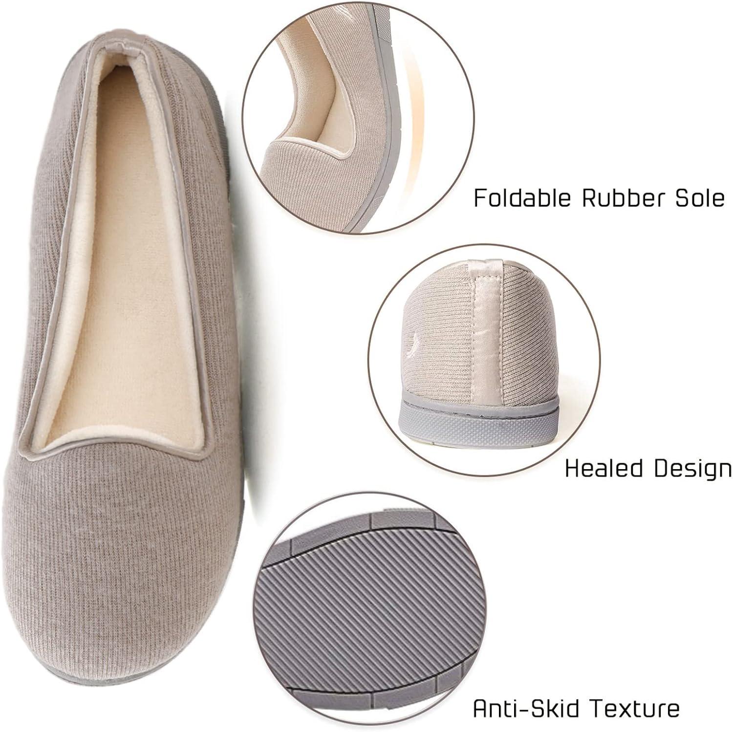 imageWishcotton Womens Lightweight Memory Foam Closed Back Slippers Comfy Non Slip House Shoes for Indoor ampamp OutdoorLight Grey