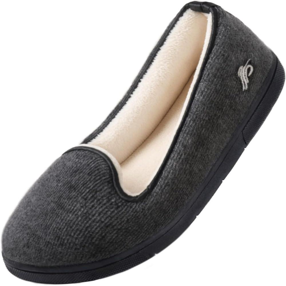 imageWishcotton Womens Lightweight Memory Foam Closed Back Slippers Comfy Non Slip House Shoes for Indoor ampamp OutdoorDark Grey