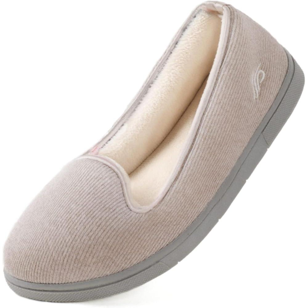 imageWishcotton Womens Lightweight Memory Foam Closed Back Slippers Comfy Non Slip House Shoes for Indoor ampamp OutdoorLight Grey