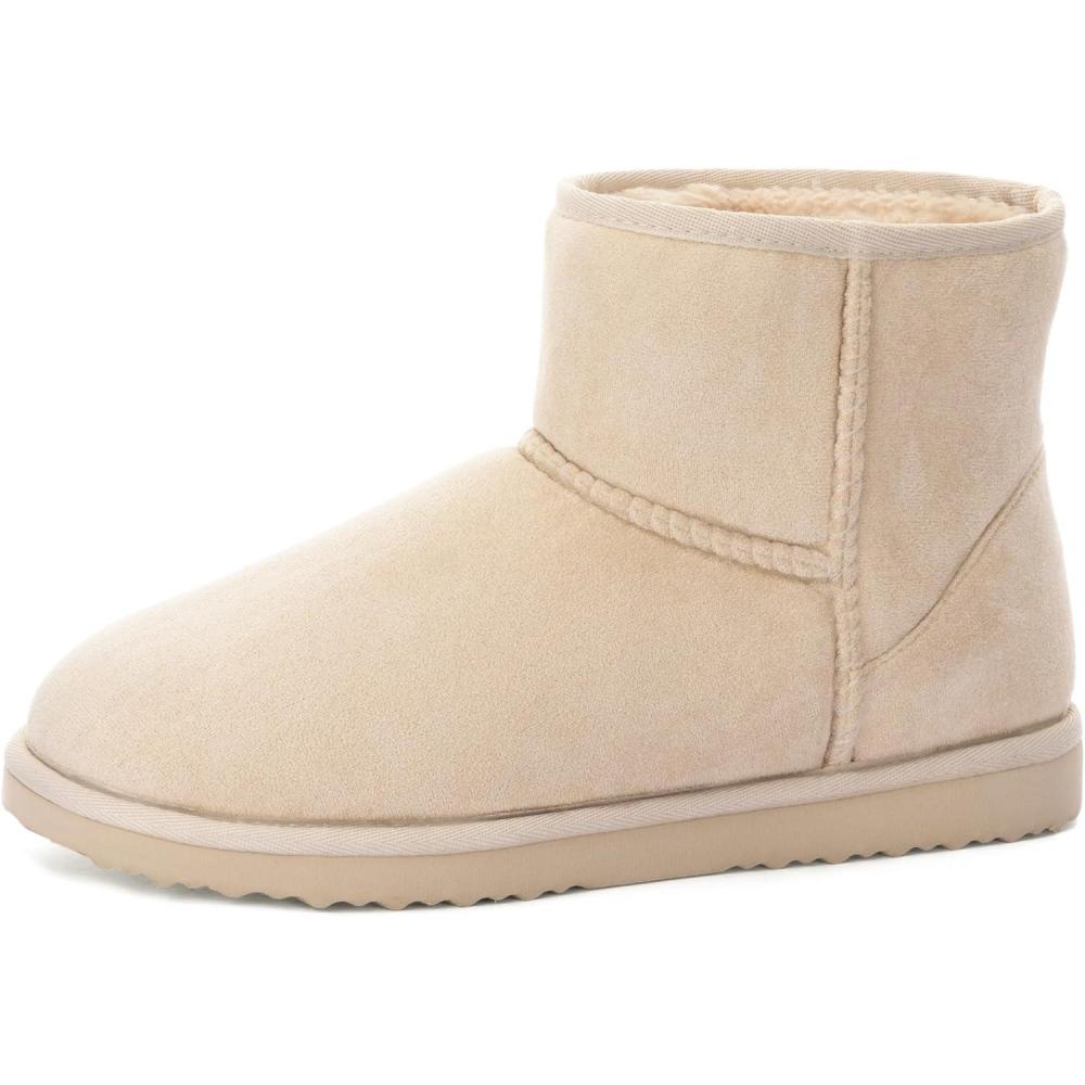 imageZizor Womens Cozy Short Bootie Slippers Winter Warm Hard Bottom House Shoes with Fuzzy LiningBeige