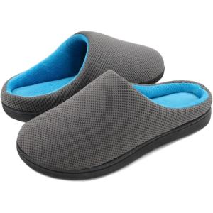 Wishcotton Men’s Memory Foam Slippers Indoor Outdoor Cozy House Shoes with Sturdy Rubber Sole