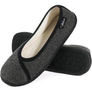 Wishcotton Women’s Lightweight Memory Foam Closed – Back Slippers, Comfy Non – Slip House Shoes for Indoor & Outdoor(Grey)