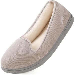 Wishcotton Women’s Lightweight Memory Foam Closed – Back Slippers, Comfy Non – Slip House Shoes for Indoor & Outdoor(Light Grey)