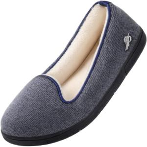 Wishcotton Women’s Lightweight Memory Foam Closed – Back Slippers, Comfy Non – Slip House Shoes for Indoor & Outdoor(Navy)