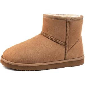 Zizor Women’s Cozy Short Bootie Slippers, Winter Warm Hard Bottom House Shoes with Fuzzy Lining(Brown)
