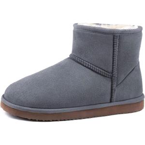 Zizor Women’s Cozy Short Bootie Slippers, Winter Warm Hard Bottom House Shoes with Fuzzy Lining(Grey)