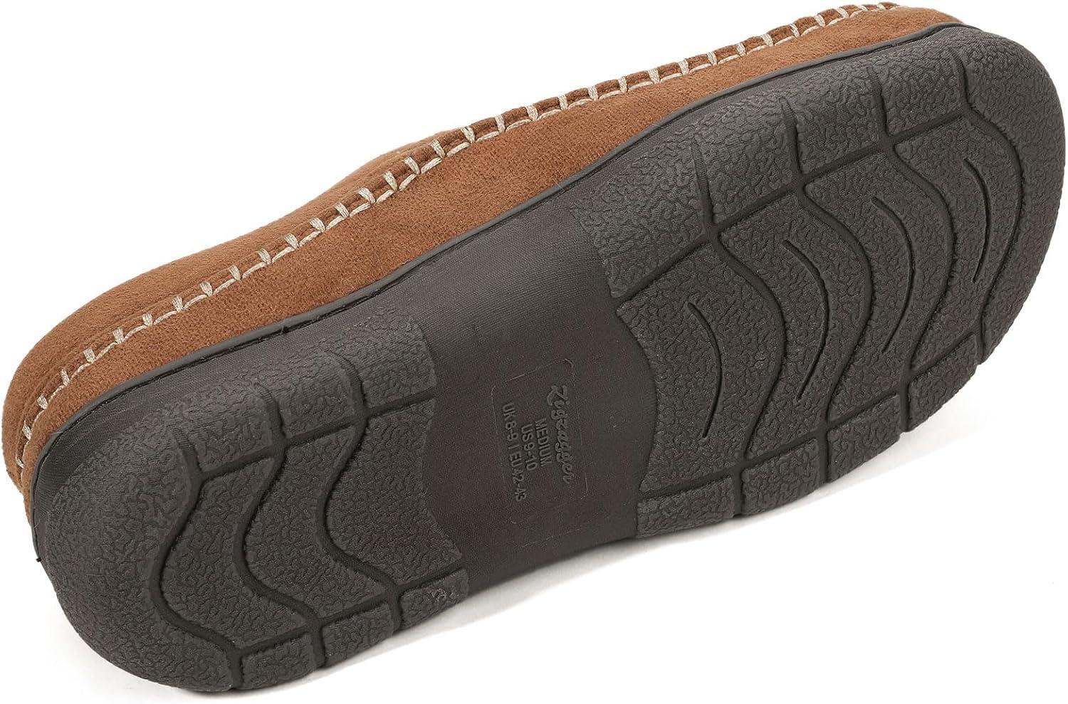 imageZigzagger Mens Slip On Moccasin Slippers IndoorOutdoor Warm Fuzzy Comfy House Shoes Fluffy Wide Loafer SlippersPumpkin