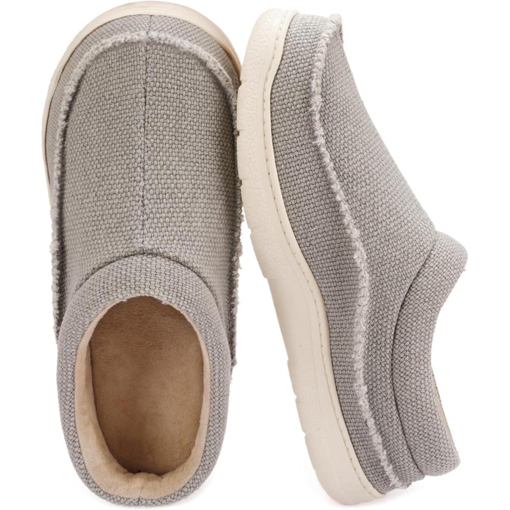 imageZigzagger Mens Slip On Moccasin Slippers IndoorOutdoor Warm Fuzzy Comfy House Shoes Fluffy Wide Loafer SlippersLight Grey