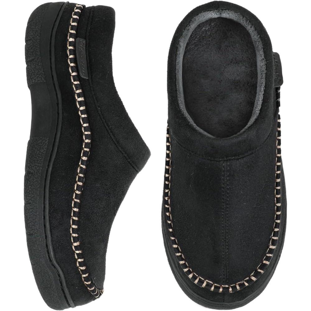 imageZigzagger Mens Slip On Moccasin Slippers IndoorOutdoor Warm Fuzzy Comfy House Shoes Fluffy Wide Loafer SlippersVanta