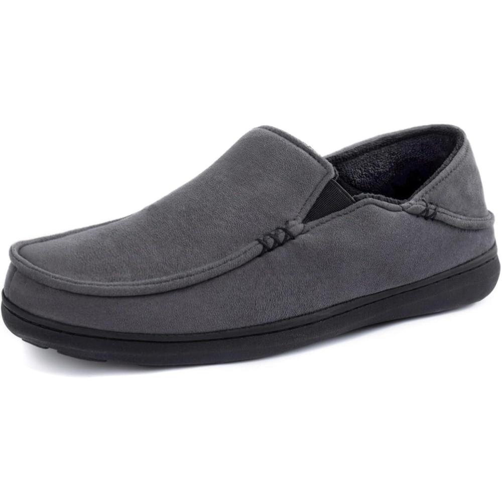 imageZizor Mens Comfy Moccasin Slippers Drop Heel Memory Foam House Shoes Indoor Outdoor Casual Slip On Loafer Slippers