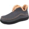 imageWishcotton Mens Moccasin Bootie Slippers With Cozy Memory Foam Winter Warm Fuzzy Indoor Outdoor House ShoesGrey