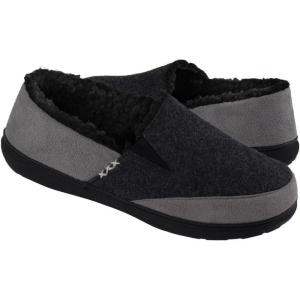 Zigzagger Men’s Comfy Wool Slippers Indoor Outdoor House Shoes, Warm Soft Fur Fuzzy Fleece Lined Memory Foam Sole with Suede Upper(Black)