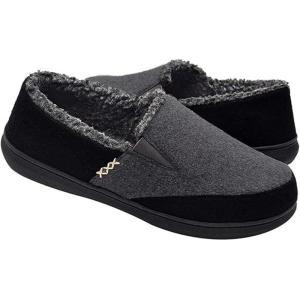 Zigzagger Men’s Comfy Wool Slippers Indoor Outdoor House Shoes, Warm Soft Fur Fuzzy Fleece Lined Memory Foam Sole with Suede Upper(Grey)