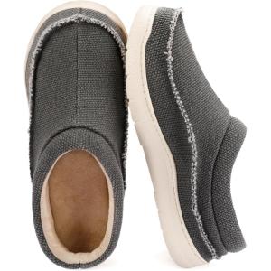 Zigzagger Men’s Slip On Moccasin Slippers, Indoor/Outdoor Warm Fuzzy Comfy House Shoes, Fluffy Wide Loafer Slippers(Dark Grey)