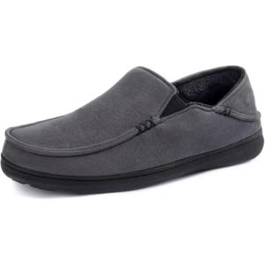 Zizor Men’s Comfy Moccasin Slippers, Drop Heel Memory Foam House Shoes, Indoor Outdoor Casual Slip On Loafer Slippers