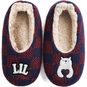 Zizor Warm Christmas Slippers for Family, Bear Kid Slippers for Girls Boys, Winter House Shoes for Child Indoor