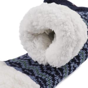 Zizor Women’s Cozy Knitted Slipper Socks with Warm Fuzzy Fleece-lined and Grippers (Navy Blue, Size 8.5-11)