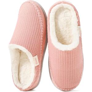 Zizor Women’s Moselle Fuzzy Moccasin House Slippers Memory Foam Indoor(Dusk Pink)