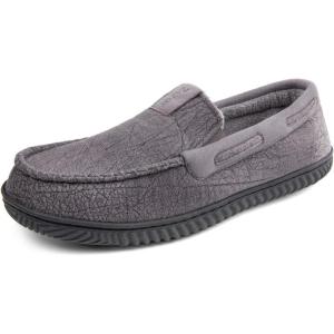 Zizor Men’s Microsuede Moccasin Slippers with Comfy Memory Foam, Closed Back House Shoes Indoor Outdoor Durable Rubber Sole