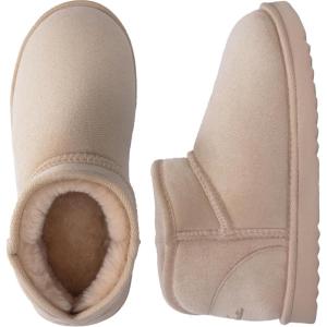 Wishcotton Women’s Cozy Short Bootie Slippers, Winter Warm Hard Bottom House Shoes with Fuzzy Lining for Indoor Outdoor(Beige)